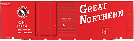 Tichy Trains 10086N N Scale Railroad Decal Set -- Great Northern 40' Double-Door Boxcar (red, Slant Roadname, Rocky Silhouette