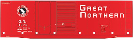 Tichy Trains 10087O O Scale Railroad Decal Set -- Great Northern 40' Double-Door Boxcar (red, Empire Lettering, Rocky Silhouet
