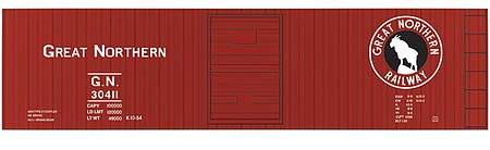 Tichy Trains 10089N6 N Scale Railroad Decal Set 6-Pack -- Great Northern 40' Double-Sheathed Wood Boxcar (Silhouette Logo)