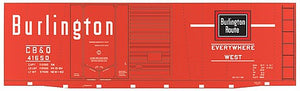 Tichy Trains 10094 HO Scale Railroad Decal Set -- Chicago, Burlington & Quincy 40' Double-Door Boxcar (Chinese Red Car)