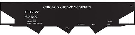 Tichy Trains 10097S S Scale Railroad Decal Set -- Chicago Great Western 3-Bay Steel Hopper