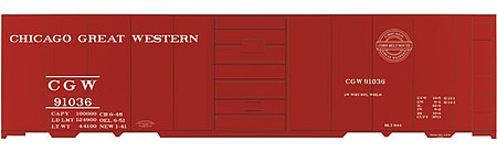 Tichy Trains 10098N6 N Scale Railroad Decal Set 6-Pack -- Chicago Great Western 40' Single-Door Boxcar (1941 Corn Belt Logo)
