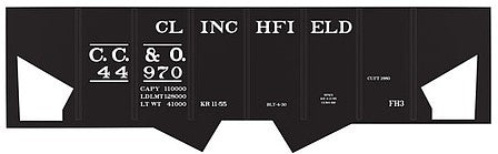 Tichy Trains 10103O O Scale Railroad Decal Set -- Clinchfield USRA 2-Bay Hopper