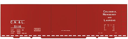 Tichy Trains 10105O O Scale Railroad Decal Set -- Columbia, Newberry & Laurens 40' Steel Boxcar