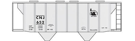 Tichy Trains 10111N HO Scale Railroad Decal Set -- Central Railroad of New Jersey Covered Hopper (Late Gray Scheme)