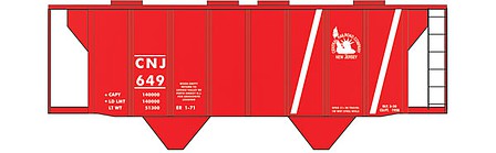 Tichy Trains 10113N HO Scale Railroad Decal Set -- Central Railroad of New Jersey Aragonite-Service Covered Hopper (Red Scheme)