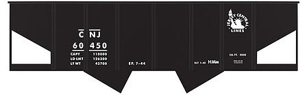Tichy Trains 10114 HO Scale Railroad Decal Set -- Central Railroad of New Jersey 2-Bay Open Hopper (Black Scheme)