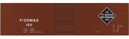 Tichy Trains 10118 HO Scale Railroad Decal Set -- Fort Dodge, Des Moines & Southern 40' Steel Boxcar (Large Black Diamond Logo