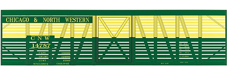 Tichy Trains 10121 HO Scale Railroad Decal Set -- Chicago & North Western USRA 40' Wood Stock Car (Green & Yellow Car)