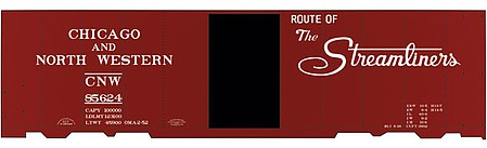 Tichy Trains 10122 HO Scale Railroad Decal Set -- Chicago & North Western 40' Steel Boxcar (Streamliners Slogan, Dual Logo)