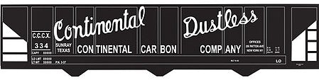 Tichy Trains 10124N HO Scale Railroad Decal Set -- Continental Carbon Co. Covered Hopper (Script Lettering)