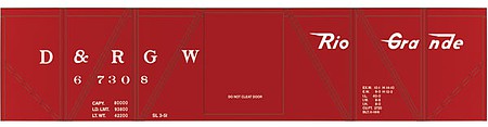 Tichy Trains 10126 HO Scale Railroad Decal Set -- Denver & Rio Grande Western 40' Single-Sheathed Wood Boxcar (Flying Grande)