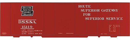 Tichy Trains 10135N HO Scale Railroad Decal Set -- Duluth, South Shore & Atlantic 40' Steel Boxcar (Superior Service, Black Log