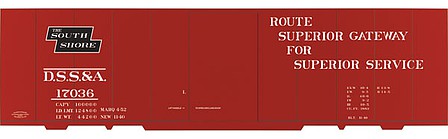 Tichy Trains 10137N HO Scale Railroad Decal Set -- Duluth, South Shore & Atlantic 40' Steel Boxcar (South Shore Logo)