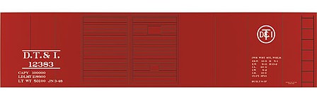 Tichy Trains 10139N HO Scale Railroad Decal Set -- Detroit, Toledo & Ironton 40' Double-Door Steel Boxcar (Circle Logo)