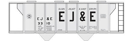Tichy Trains 10140 HO Scale Railroad Decal Set -- Elgin, Joliet & Eastern 2-Bay Covered Hopper (Large EJ&E)