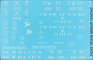 Tichy Trains 10147 HO Scale Railroad Decal Set -- Delaware & Hudson/Chesapeake & Ohio/New Haven USRA Hopper (1 car)