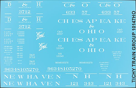 Tichy Trains 10147N HO Scale Railroad Decal Set -- Delaware & Hudson/Chesapeake & Ohio/New Haven USRA Hopper (1 car)