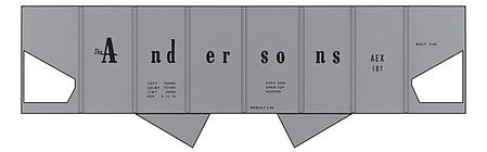 Tichy Trains 10149 HO Scale Railroad Decal Set -- The Andersons 2-Bay Panel Hopper (Gray Car)