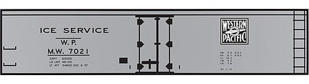 Tichy Trains 10160N N Scale Railroad Decal Set -- Western Pacific 40' Wood Reefer (Gray Car, Ice Service)