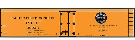 Tichy Trains 10164 HO Scale Railroad Decal Set -- Pacific Fruit Express R-40-4 40' Wood Reefer (Black SP Lines Logo)