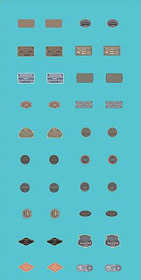 Tichy Trains 10183 HO Scale Railroad Decal Set -- 20 Assorted Pairs of Raised-Print Builders Plates