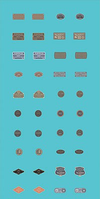 Tichy Trains 10183 HO Scale Railroad Decal Set -- 20 Assorted Pairs of Raised-Print Builders Plates