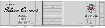 Tichy Trains 10188 HO Scale Railroad Decal Set -- Seaboard Air Line 40' Steel Boxcar (Gray Car, Silver Star Logo)
