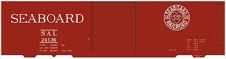 Tichy Trains 10189 HO Scale Railroad Decal Set -- Seaboard Air Line 40' Steel Boxcar (Heart Logo, Large Seaboard)