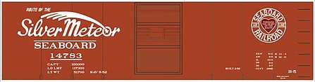 Tichy Trains 10191N N Scale Railroad Decal Set -- Seaboard Air Line 40' Steel Boxcar (Silver Meteor Logo)