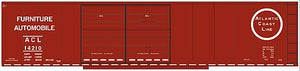 Tichy Trains 10194 HO Scale Railroad Decal Set -- Atlantic Coast Line 50' Steel Double-Door Boxcar (Furniture/Auto Service)