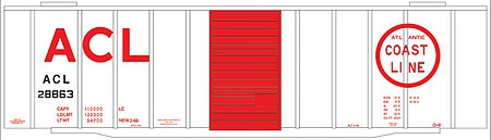 Tichy Trains 10195N N Scale Railroad Decal Set -- Atlantic Coast Line 40' Steel Boxcar (White Car, Red Lettering)
