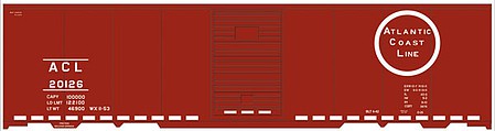 Tichy Trains 10197N N Scale Railroad Decal Set -- Atlantic Coast Line 40' Steel Boxcar (Circle Logo, Dashed Line Frame)