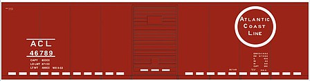Tichy Trains 10198 HO Scale Railroad Decal Set -- Atlantic Coast Line 40' Steel Boxcar (Circle Logo, Dashed Line Frame)
