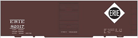 Tichy Trains 10206 HO Scale Railroad Decal Set -- Erie 40' Steel Boxcar (Large Diamond Logo)