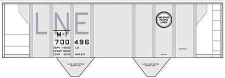 Tichy Trains 10211O O Scale Railroad Decal Set -- Missouri Pacific 2-Bay Covered Hopper (gray Car, ex-L&NE w/Ghost Letters)