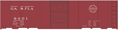 Tichy Trains 10214O O Scale Railroad Decal Set -- Georgia & Florida 40' Steel Boxcar (Circle Logo)