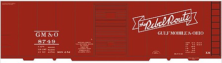 Tichy Trains 10216N N Scale Railroad Decal Set -- Gulf, Mobile & Ohio 40' Steel Boxcar (Rebel Route Logo)