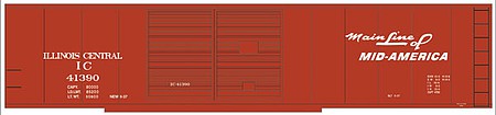 Tichy Trains 10221N N Scale Railroad Decal Set -- Illinois Central 50' Double-Door Boxcar (Boxcar Red, Mainline Mid America Lo