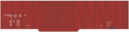Tichy Trains 10222O O Scale Railroad Decal Set -- Illinois Central 50' Double-Door Single-Sheathed Boxcar (Boxcar Red, No Logo