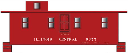 Tichy Trains 10223N N Scale Railroad Decal Set -- Illinois Central Side-Door Cupola Caboose (Boxcar Red Car, No Logo)