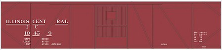Tichy Trains 10224S S Scale Railroad Decal Set -- Illinois Central 50' Single-Door Single-Sheathed Boxcar (Boxcar Red, No Logo