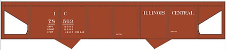 Tichy Trains 10226S S Scale Railroad Decal Set -- Illinois Central 2-Bay Steel Hopper (Boxcar Red, No Logo)