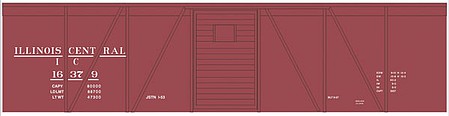 Tichy Trains 10230S S Scale Railroad Decal Set -- Illinois Central 40' Single-Door Single-Sheathed Boxcar (Boxcar Red, No Logo