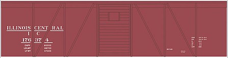 Tichy Trains 10231N N Scale Railroad Decal Set -- Illinois Central 40' Single-Door Single-Sheathed Boxcar (Boxcar Red, No Logo