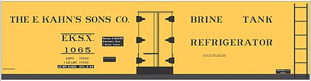 Tichy Trains 10233O O Scale Railroad Decal Set -- E. Kahn's Sons 37' Steel Reefer (yellow Car)