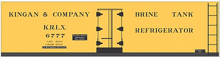Tichy Trains 10234 HO Scale Railroad Decal Set -- Kingan & Company 37' Steel Reefer (yellow Car)