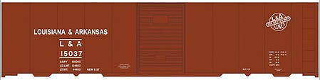 Tichy Trains 10236N N Scale Railroad Decal Set -- Louisiana & Arkansas 40' Steel Boxcar (Boxcar Red Car, L&A Lines Logo)