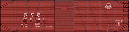 Tichy Trains 10248 HO Scale Railroad Decal Set -- New York Central 40' Single-Sheathed Boxcar