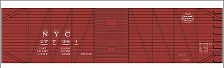 Tichy Trains 10248N N Scale Railroad Decal Set -- New York Central 40' Single-Sheathed Boxcar